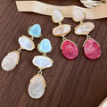 Vintage Dopamine Gradient Resin Teardrop Stud Earrings For Women Textured Oval Design view 4