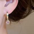 Copper Rhinestone Geometric Hexagon Pendant Drop Earrings For Women Light Luxury Designer Style view 3