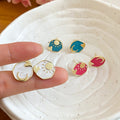 Alloy Enamel Heart Sun Moon Asymmetric Stud Earrings For Women Modern Minimalist Geometric Jewelry view 4