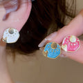 Alloy Enamel Heart Sun Moon Asymmetric Stud Earrings For Women Modern Minimalist Geometric Jewelry view 2