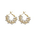 Elegant French Faux Pearl Zircon Round Hoop Earrings With Silver Needles view 5