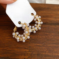 Elegant French Faux Pearl Zircon Round Hoop Earrings With Silver Needles view 2