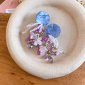 Acrylic Beaded Flower Round Blue Purple Tassel Clip-on Earrings Vacation Style Jewelry view 4