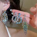Luxury Copper Zircon Round Teardrop Stud Earrings For Women In European Palace Style view 2
