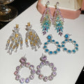 Luxury Copper Zircon Round Teardrop Stud Earrings For Women In European Palace Style view 3