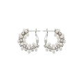 Dreamy Star Micro Pave Wreath Hoop Earrings With Faux Pearls, French Light Luxury Everyday Style view 5