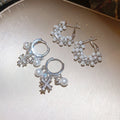 Dreamy Star Micro Pave Wreath Hoop Earrings With Faux Pearls, French Light Luxury Everyday Style view 4