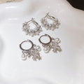 Dreamy Star Micro Pave Wreath Hoop Earrings With Faux Pearls, French Light Luxury Everyday Style view 2