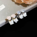 Glass Crystal Heart C-Shaped Silver Needle Minimalist Korean OL Stud Earrings For Women view 3