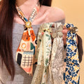 French Vintage Floral Geometric Printed Cloth Scarf Necklace For Women Casual Light Luxury Choker view 1