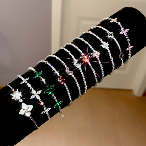 Cross Border Zircon Butterfly Flower Heart Copper Bangle With Light Luxury Versatile Fashion Design