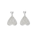 Copper Rhinestone Heart Hollow Pendant Drop Earrings Minimalist Luxury Stud Style view 5