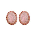 Pink Oval Acrylic Stud Earrings With Silver Posts, French Vintage Elegant Geometric Jewelry view 5