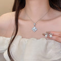 Elegant Vintage New Chinese Style Zircon Mother Of Pearl Lucky Clover Bow Faux Pearl Earrings Necklace Jewelry Set For W view 2