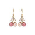 18K Gold Plated Cat Eye Stone Zircon Cherry Fruit Drop Earrings For Women view 5