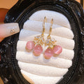 18K Gold Plated Cat Eye Stone Zircon Cherry Fruit Drop Earrings For Women view 3