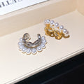2026 New Zircon Faux Pearl C-Shaped Clip-on Earrings For Women, Light Luxury Oval Ear Cuffs view 2