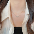 14K Gold Plated Copper Full Rhinestone Letter Necklace Old Money Geometric Collarbone Chain view 3