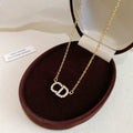 14K Gold Plated Copper Full Rhinestone Letter Necklace Old Money Geometric Collarbone Chain view 2