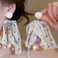 Bohemian Fabric Shell Flower Stud Earrings For Women Summer Beach Vacation Dopamine Style view 3