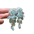 Blue Resin Beaded Flower Tassel Drop Earrings, Sweet Vacation Beach Style Jewelry view 5