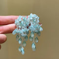 Blue Resin Beaded Flower Tassel Drop Earrings, Sweet Vacation Beach Style Jewelry view 4