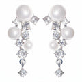 Light Luxury Geometric Zircon Pendant Faux Pearl Clip-on Earrings for Women view 5