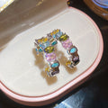 2026 Colorful Sugar Cube Zircon Copper Stud Earrings Geometric Oval Light Luxury Summer Sweet Cool view 3