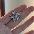Korean Style Zircon Flower Clip-on Earrings For Women, Minimalist Light Luxury Ear Cuffs view 3