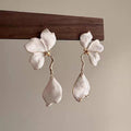 Fashion Alloy Enamel Flower Petal Leaf Stud Earrings Statement Floral Design Jewelry view 3