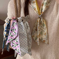 Colorful Tulip Floral Fabric Scarf Necklace For Women Old Money Polka Dot Summer Neck Accessory view 2