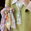 Colorful Tulip Floral Fabric Scarf Necklace For Women Old Money Polka Dot Summer Neck Accessory view 1