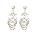 Copper Teardrop Tassel Drop Earrings With Rhinestone Geometric Luxury Formal Style view 5