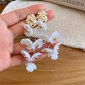 Bohemian Vacation Style Acrylic Flower Tassel Drop Earrings With Silver Pins For Women view 3