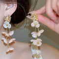 Bohemian Vacation Style Acrylic Flower Tassel Drop Earrings With Silver Pins For Women view 4