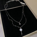 Copper Zircon Iris Flower Key Pendant Necklace, Old Money Light Luxury Clavicle Choker view 4