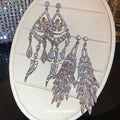 European Style Alloy Rhinestone Flower Tassel Drop Earrings For Evening Dress view 2
