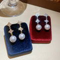 French Light Luxury Full Zircon Flower Faux Pearl Stud Earrings For Women 2026 Elegant Geometric Round Jewelry view 4