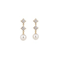 French Light Luxury Full Zircon Flower Faux Pearl Stud Earrings For Women 2026 Elegant Geometric Round Jewelry view 5