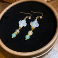 Vintage Agate Flower Tassel Drop Earrings With Rhinestone Accents, New Chinese Style view 3