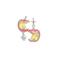 Cute Asymmetric Apple Stud Earrings With Enamel Drip Zircon Copper Fruit Design view 5