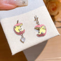 Cute Asymmetric Apple Stud Earrings With Enamel Drip Zircon Copper Fruit Design view 1