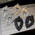 Luxury Teardrop Copper Stud Earrings With Silver Posts And Full Rhinestone Pave Design view 2