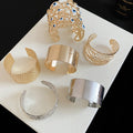 European American Statement Wide Iron Metal Bangle, Round High End Niche Design Bracelet view 2