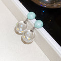 Light Luxury Alloy Butterfly Resin Round Pendant Drop Earrings With Silver Needles view 3