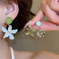 Light Luxury Alloy Butterfly Resin Round Pendant Drop Earrings With Silver Needles view 2