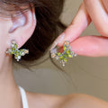 Light Luxury Alloy Butterfly Resin Round Pendant Drop Earrings With Silver Needles view 4