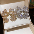 18K Gold Plated Copper Zircon Butterfly Clip-on Earrings, Elegant Face-Slimming Dangle Style view 4