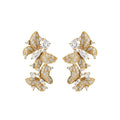 18K Gold Plated Copper Zircon Butterfly Clip-on Earrings, Elegant Face-Slimming Dangle Style view 5
