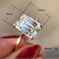 Rose Gold Tone Rectangular Clear Crystal Solitaire Ring view 5